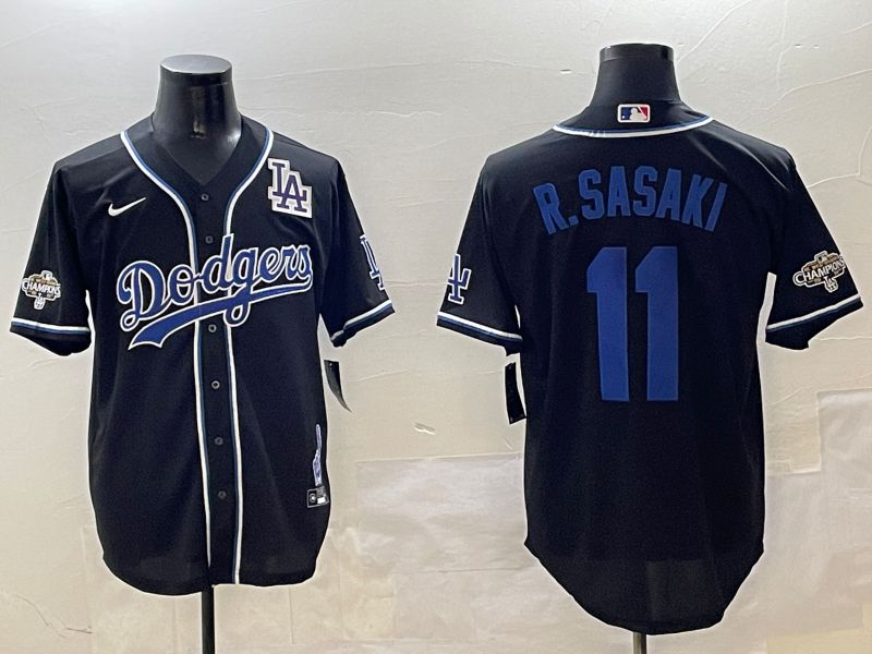Men Los Angeles Dodgers #11 R.Sasaki Black Fashion Game 2025 Nike MLB Jersey style 3064